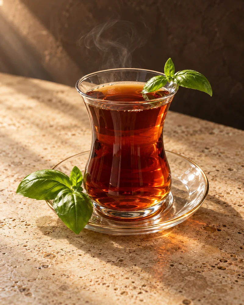 شاي أحمر بالحبق